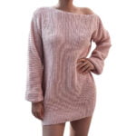 One shoulder knit dress-pink (2)