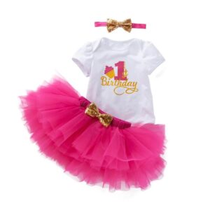One year old girl outfit-dark-pink