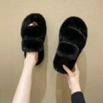 Open toe fur slippers - Light Blue-Fabulous Bargains Galore