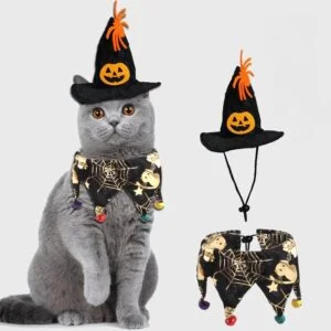 Pet Halloween hat and scarf set (7)