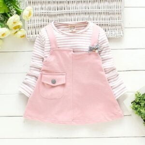 Pinafore dress for baby girl - pink (1)