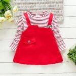 Pinafore dress for baby girl - red