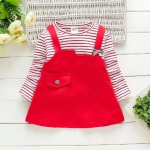 Pinafore dress for baby girl - red