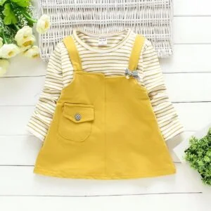 Pinafore dress for baby girl - yellow