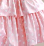 Pink polka dot girls satin dress (5)