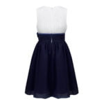 Pleated chiffon junior bridesmaid dress-white-navy-blue (6)