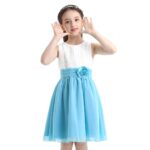Pleated chiffon junior bridesmaid dress-white-sky-blue (2)