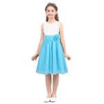 Pleated chiffon junior bridesmaid dress-white-sky-blue (7)