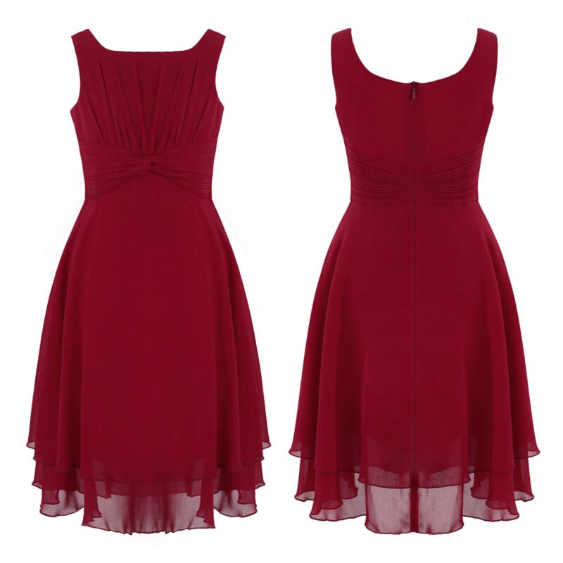 Pretty junior bridesmaid dress-red (1)