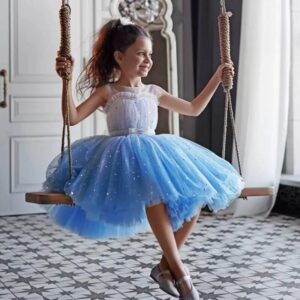 Princess birthday party dress-white-blue (3)