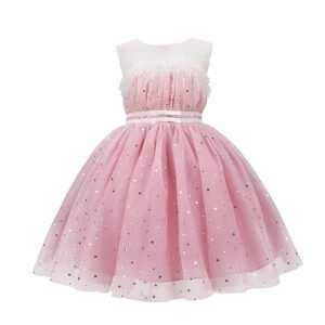 Princess birthday party dress-white-light-pink