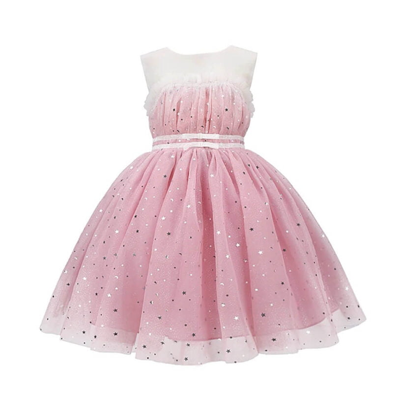 Princess birthday party dress-white-light-pink