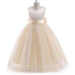 Satin and tulle flower girl dress-champagne (1)