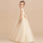 Satin and tulle flower girl dress-champagne (2)