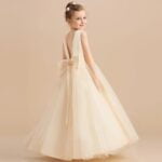 Satin and tulle flower girl dress-champagne (3)