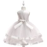 Satin flower girl dress with tulle skirt - White (1)