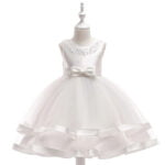 Satin flower girl dress with tulle skirt - White 1