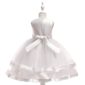 Satin flower girl dress with tulle skirt - White (1)