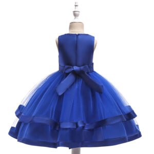 Satin flower girl dress with tulle skirt - blue (1)