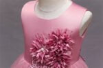 Satin top girl party dress-pink (4)