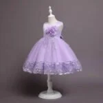 Satin top girl party dress-purple (2)