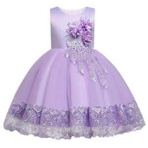 Satin top girl party dress-purple (4)