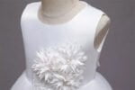 Satin top girl party dress-white (4)
