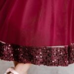 Sequin baby girl dress with sleeves-burgundy (1)