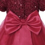 Sequin baby girl dress with sleeves-burgundy (11)