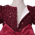 Sequin baby girl dress with sleeves-burgundy (9)