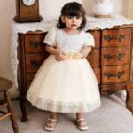 Sequin baby girl dress with sleeves-cream (10)
