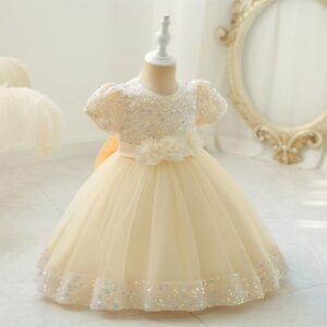 Sequin baby girl dress with sleeves-cream (11)
