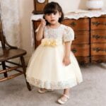 Sequin baby girl dress with sleeves-cream (4)
