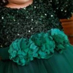 Sequin baby girl dress with sleeves-green (6)