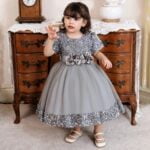 Sequin baby girl dress with sleeves-grey (4)