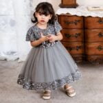 Sequin baby girl dress with sleeves-grey (6)