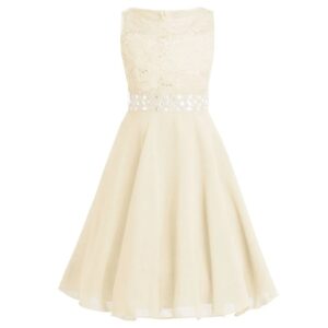 Sequin top junior bridesmaid dress-beige (2)