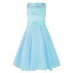 Sequin top junior bridesmaid dress-blue (2)