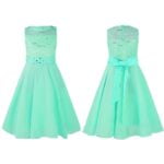 Sequin top junior bridesmaid dress-green (1)