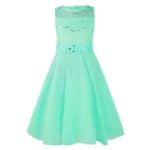 Sequin top junior bridesmaid dress-green (2)