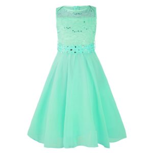 Sequin top junior bridesmaid dress-green (2)