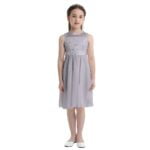 Sequin top junior bridesmaid dress-grey (5)