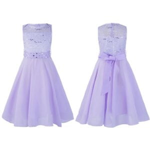 Sequin top junior bridesmaid dress-lavender (2)