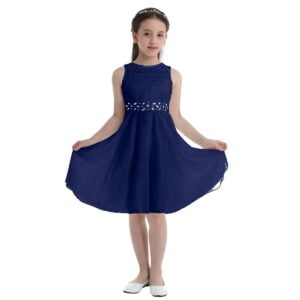 Sequin top junior bridesmaid dress-navy-blue (7)