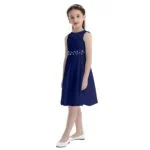 Sequin top junior bridesmaid dress-navy-blue (8)