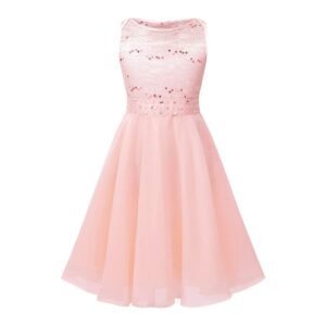Sequin top junior bridesmaid dress-pink (2)
