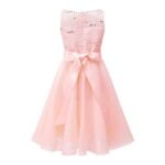 Sequin top junior bridesmaid dress-pink (3)