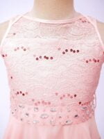 Sequin top junior bridesmaid dress-pink (6)