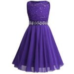 Sequin top junior bridesmaid dress-purple (2)