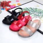 Shimmery twin strap girls summer sandals (1)